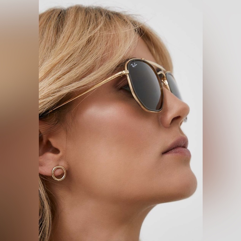 Ray-Ban Marshal Sunglasses Gold Hexagon Frame RB3648 001 54-21 Smoke Lens 343 - Picture 8 of 17